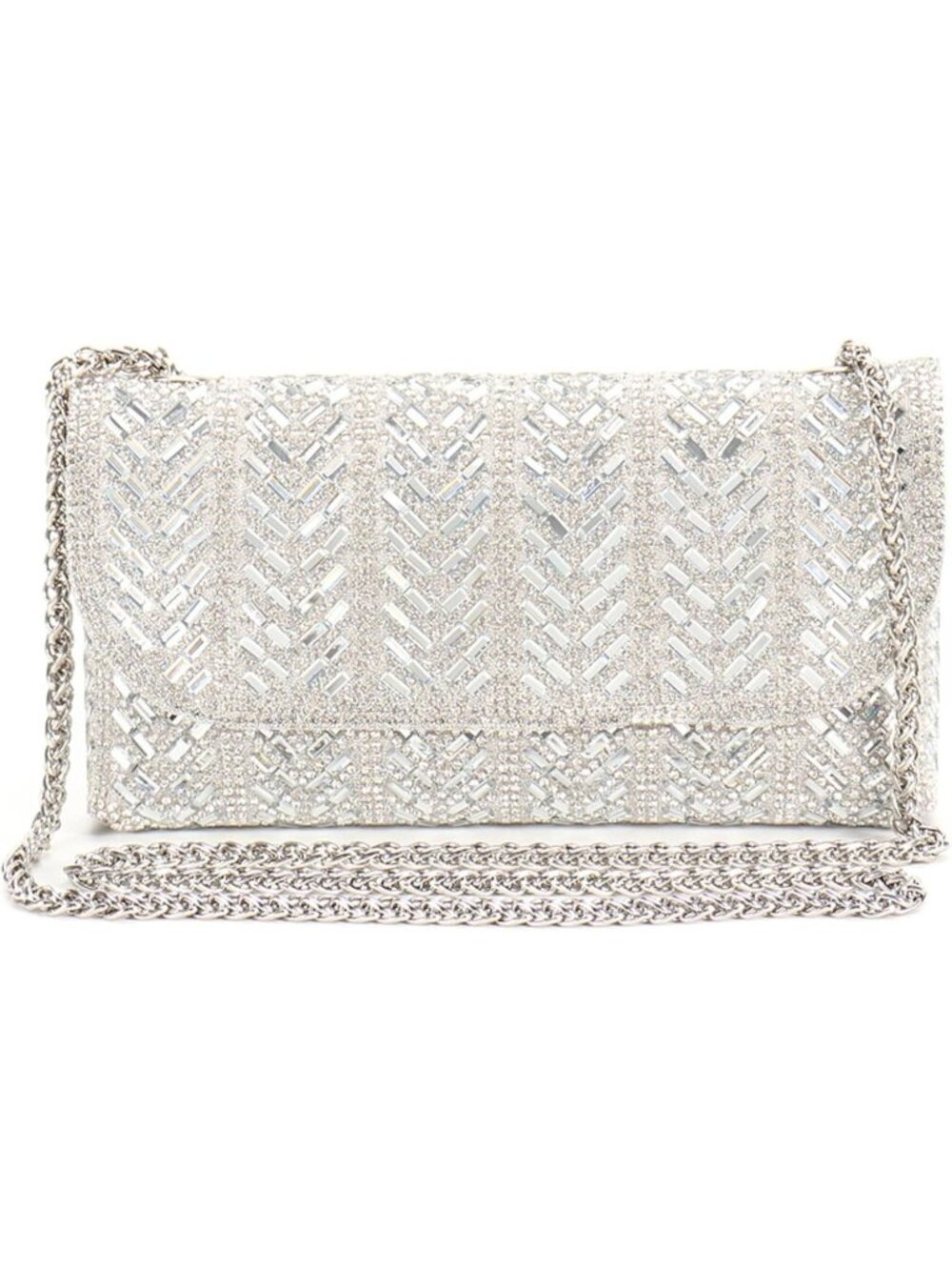 〽️Women's Silver Sparkly Rhinestone Gorgeous Studded Evening Clutch Purse Bags